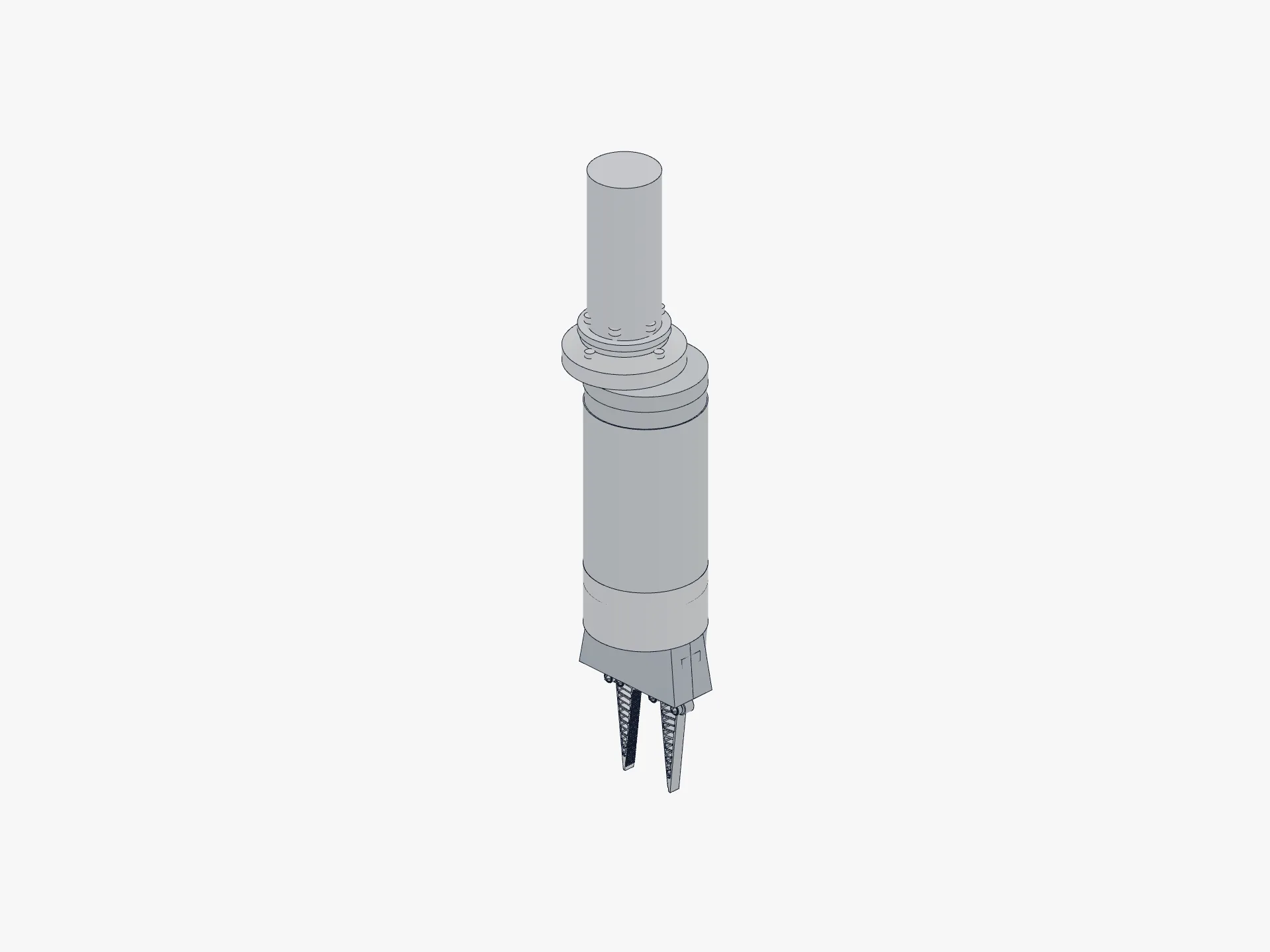CAD render of the gripper fitted to a modelled ROV wrist adapter