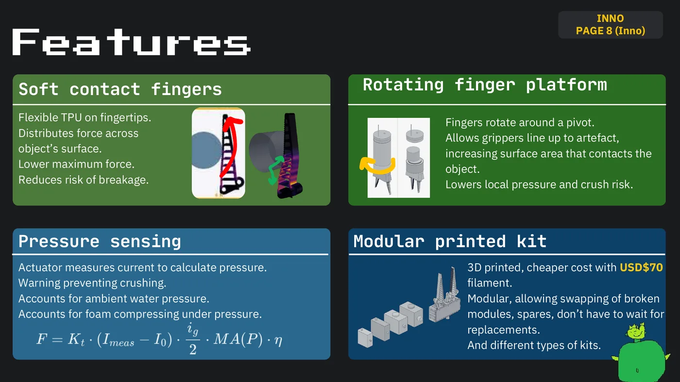 Slide 11: INNO PAGE 8 (Inno) Features Soft contact fingers Rotating finger platform Flexible TPU on fingertips. Fingers 