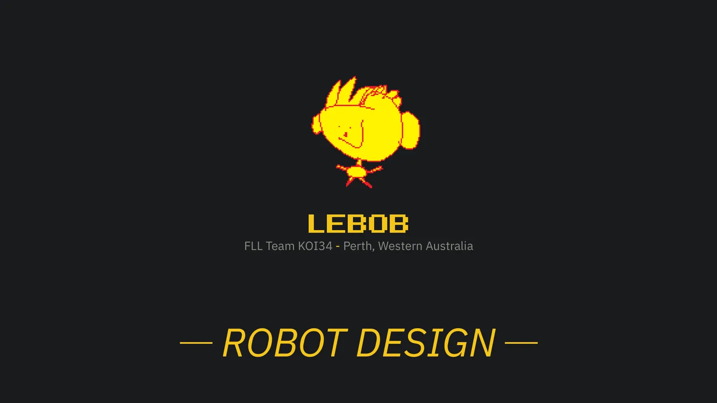 Slide 28: LEBOB FLL Team KOI34 - Perth, Western Australia ROBOT DESIGN