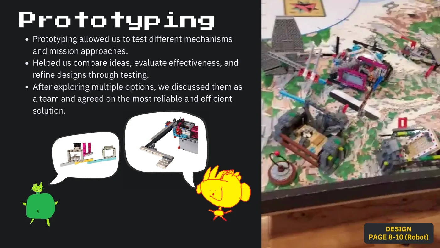 Slide 37: Prototyping Prototyping allowed us to test different mechanisms and mission approaches. Helped us compare idea
