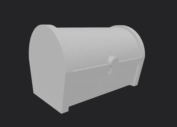 Render of the treasure chest test object with grooved sides